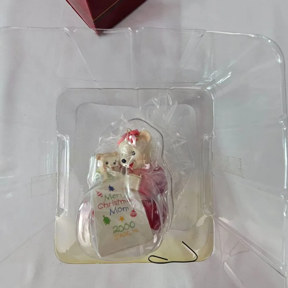 Carlton Cards Heirloom 2000 Mom Dad Bear Christmas Ornaments Vintage Boxed Set